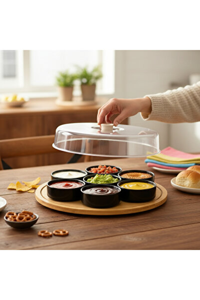 tutku home Bambu Fanus 7 Parça Sosluk ve Kahvaltılık