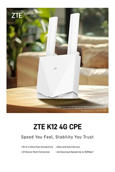 ZTE راوتر K12 4G واي فاي 6 ببطارية 2600 مللي أمبير، لون أبيض