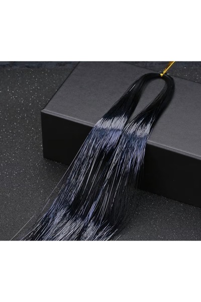 Darya Dd684 Black Sparkling Tinsel Hair Glitter Accessory – Long Model