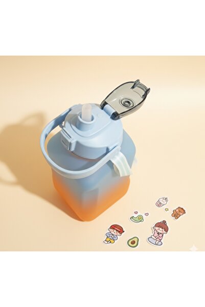 humazeyy 1,6 litre sticker hediyeli renkli ipli matara kulplu suluk