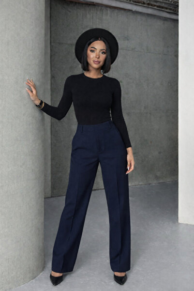 ALFUDO Moda Collection High Waist Fabric Trousers