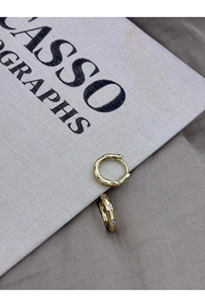 Hedef Bijuteri Gold Renk Minimal Taş Detaylı Halka Küpe CM183