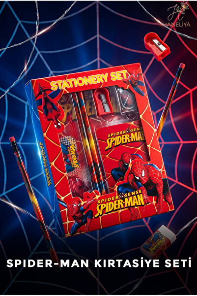 Haneliya Örümcek Adam Spider-Man Kırtasiye Seti Okul Çantası İçi Çocuk Hediye...