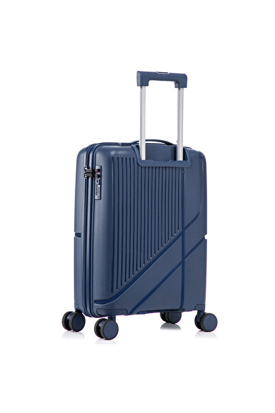 Quasar & Co. Troler cabina 56x37x23cm, bagaj de mana,troller cu cifru,valiza PP, geamantan 4 roti,AERO,bleumarin