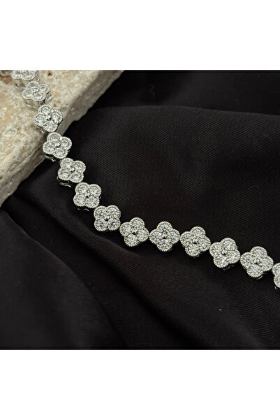 olvera shine 316L Çelik Van Cleef Yonca Kuyum Model Bileklik Silver/17+2 cm