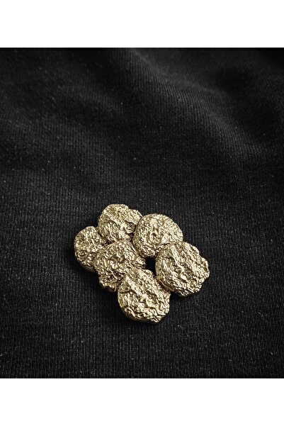 NESGO MODA زر معدني ذهبي بمظهر حجر الكريتر الفاخر - 6 قطع مقاس 23 مم 36