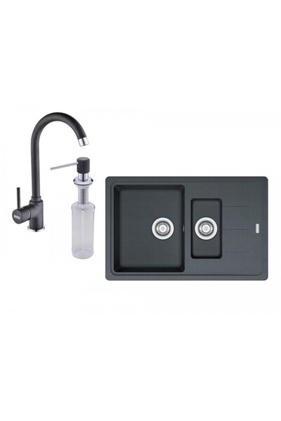 Franke Fragranite Sink Package BFG 651-78 + Pola Faucet + Black Soap Dispense...