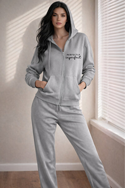 Pink Sky Set hanorac cu glugă și fermoar, imprimat, unisex Perfectly Imperfec...