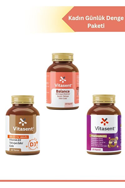 VİTASENT 3'lü Kadın Günlük Denge Paketi – Balance Desteği + Vitamin D3 1000 I...