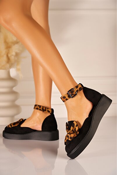 Joana Pantofi sport negri din piele întoarsă pentru femei - Mărimea 38