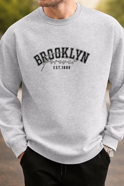 Pink Sky Unisex supradimensionat Bumbac cu imprimeu Swea tricou Brooklyn