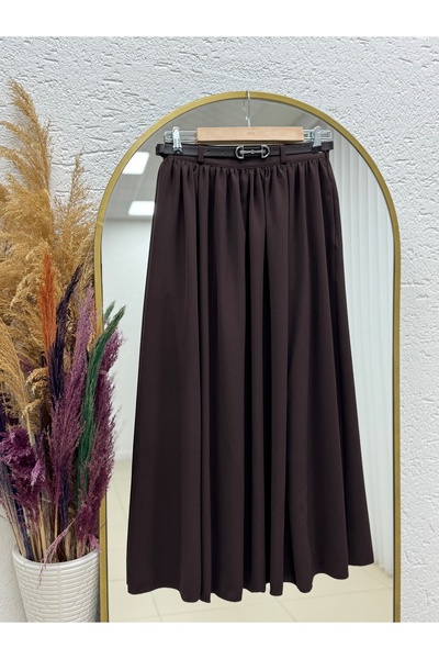 BENAHOLL Necla Belted Pleated Skirt-Fa1047 Brown