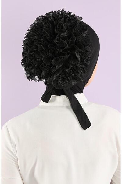LAVENDER Arsel Moda Premium Stitch-Free Ruffled Bonnet Black