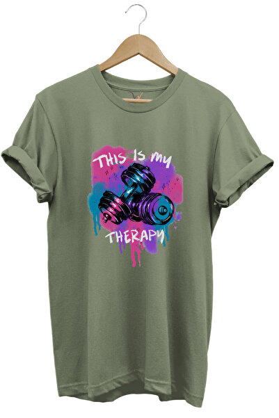 WİDİ This Is My Therapy Gym Sporcu Fitness Dambıl Printed 100% Cotton Regular...