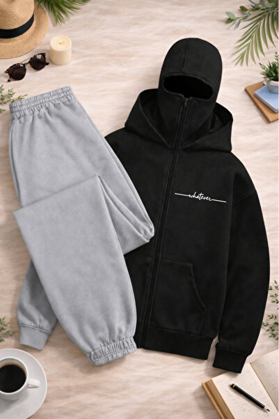 Pink Sky Unisex Snow Masked Ninja Dream Printed Zippered Hooded Oversized Tra...