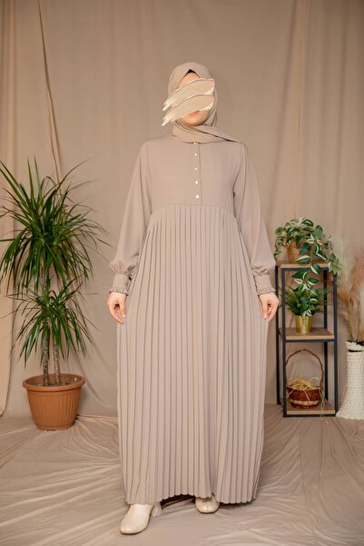 Nissra Ankanoor Pearl Buttoned Pleated Design Dress Anka265129