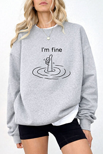 Pink Sky Unisex supradimensionat Bumbac cu imprimeu Swea tricou Sunt bine