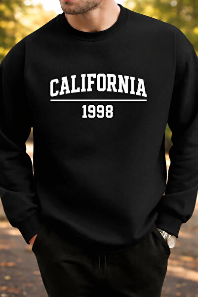 Pink Sky سويت شيرت للجنسين قصة فضفاضة قطن مطبوع كاليفورنيا