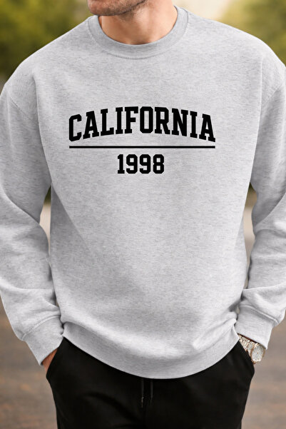 Pink Sky سويت شيرت للجنسين قصة فضفاضة قطن مطبوع كاليفورنيا