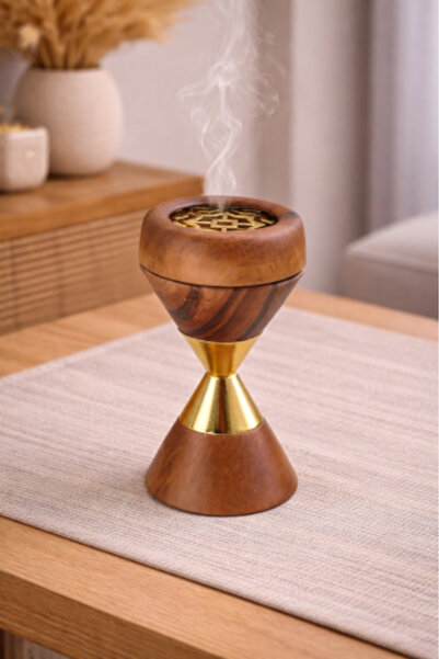 Generic مبخرة خشبية فاخرة بلمسة ذهبية