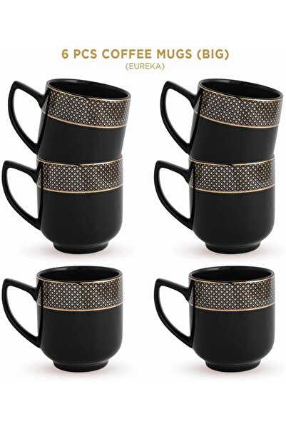 PEGGY OLIVER Eureka Collection Coffee Mugs in Black (300ml) Real Gold Plated