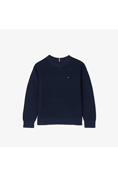 Tommy Hilfiger Cotton Texture Çocuk Mavi Kazak