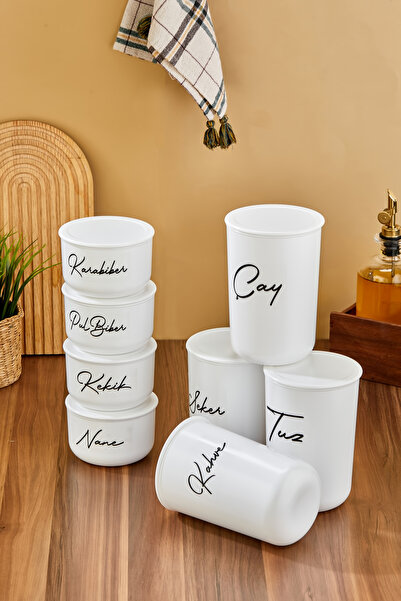 MODA OZY 8-Piece Set of Vacuum Transparent Label Jars with Plastic Lids 900/4...