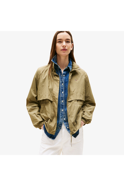 Tommy Hilfiger Nylon Packable Kadın Haki Ceket