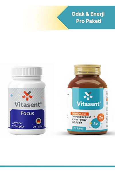 VİTASENT 2'li Odak & Enerji Pro Paketi – Focus + Selenium Zinc, Zihin ve Ener...