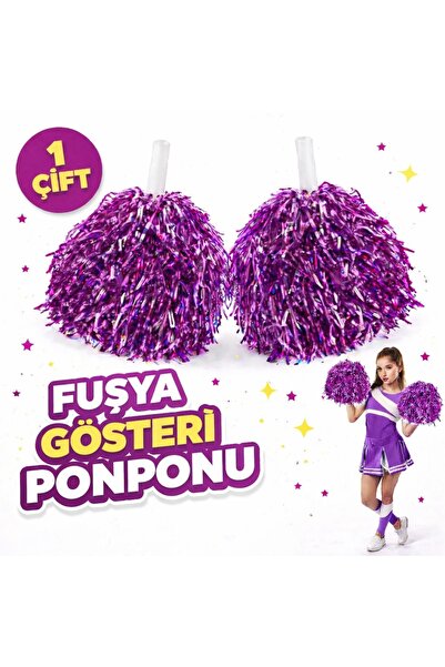 FTA TİCARET 1 Pair of Fuchsia School Cheer Pompoms - Extra Plump