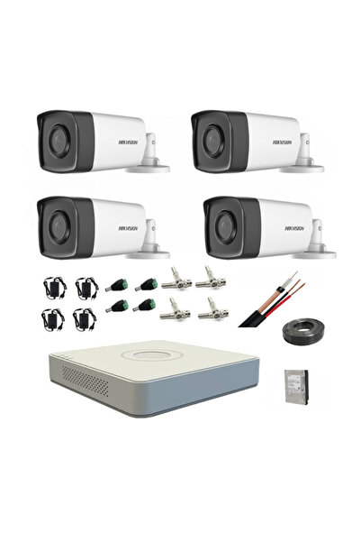 Hikvision Surveillance System 4 Cameras 2MP IR 80M DVR 4 Channels Hard 1TB Ac...