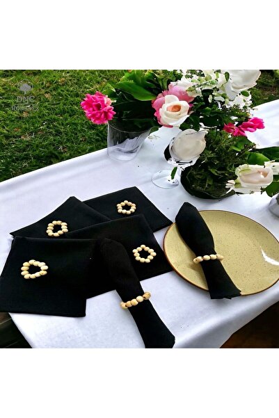 DNC home tekstil Premium Linen Black 6-Piece (WITH BUCKLE GIFT) Napkin Set