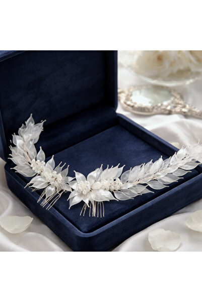 My'Elens Desing 2025 New Helen Model 2'li Gelin Aksesuarı, Saç aksesuarı, Beyaz