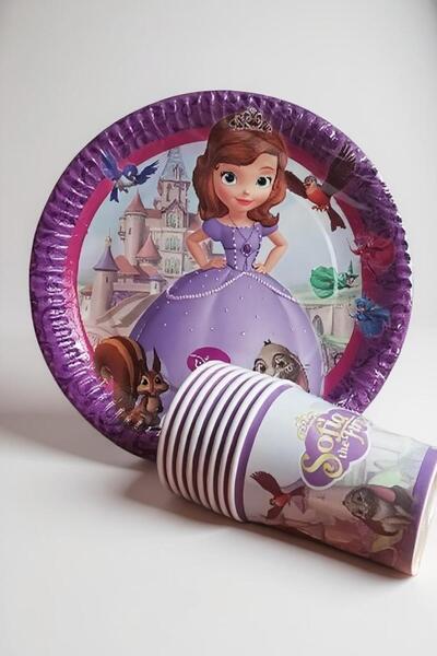 Cadde Süs Prenses Sofia Temalı Tabak Bardak 8'li Set