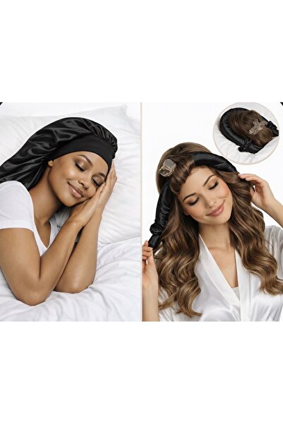 satenmoda Satin Sleep Bonnet + Heat-Free Curling Tool Set Hair Protector and ...