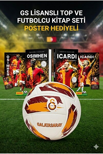 Galatasaray Lisanslı Futbol Topu + Icardi & Osimhen Kitap Seti - 3D Biblo, Po...