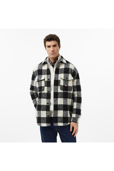 Tommy Hilfiger Tommy Jeans Check Overshirt Erkek Siyah Gömlek