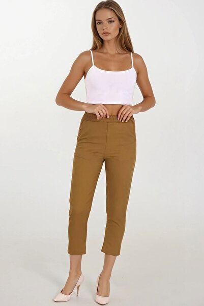 Trend Alaçatı Stili Women's Mustard Double Pocket Elastic Waist Carrot Pants ...