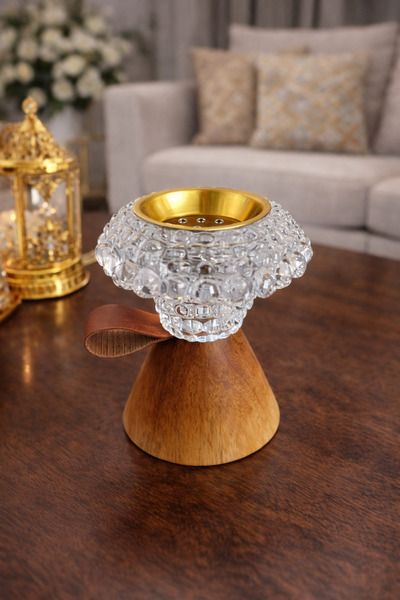 Generic مبخرة كريستال وخشب – لمسة فخامة للمجلس