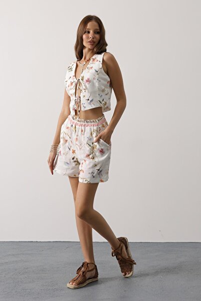 Trend Alaçatı Stili Women's Mix Bohemian Patterned Tied Vest Vs00636