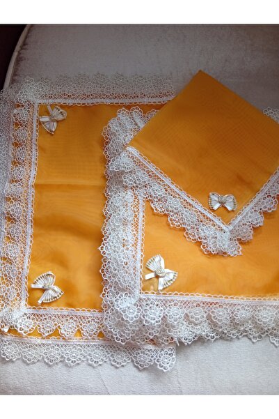 Pervin Ablacım Yellow Chiffon 13 Piece Room Set Machine Work