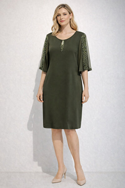 DİDİ Midi Dress with Beaded Sleeves