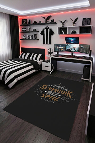 THEMODERNHANE Taraftar Genç Odası Halısı Kaymaz Taban Makinede Yıkanabilir Si...