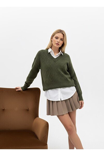 mysimy V-Neck Soft Textured Women's Sweater