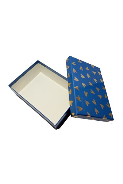Bosphorus Covered Storage Box with Golded Heart Pattern 20X14X7,2Cm