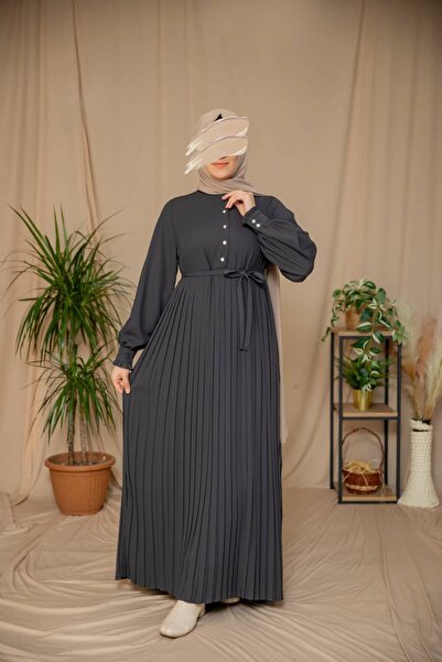 Nissra Ankanoor Pearl Buttoned Pleated Design Dress Anka265129