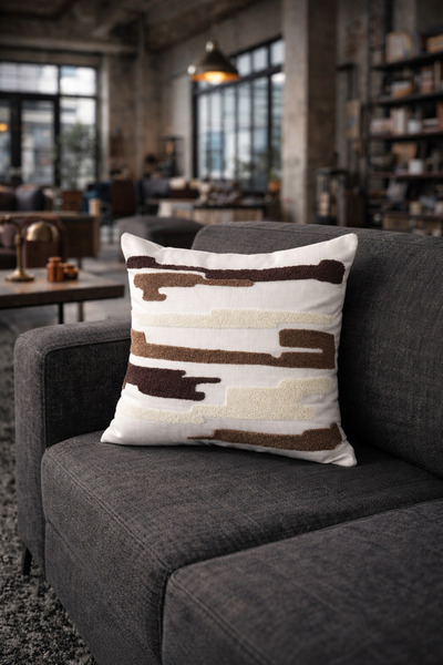 Pilloveland Punch Embroidered Throw Pillow Cover - 43*43 cm - Brush- Pnk001