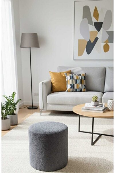 Kırçova Tekstil Dublin Etna Nil Peluş Krem Çok Amaçlı Dekoratif Pufkoltuk