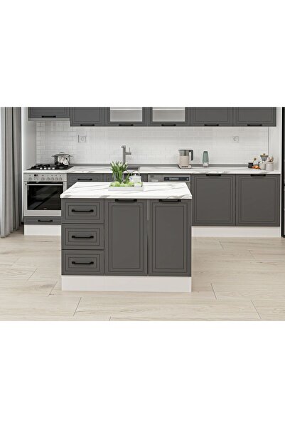 Alvinka 120 Cm Mbr_A Ada Mutfak Dolabı Beyaz Antrasit Suntalam