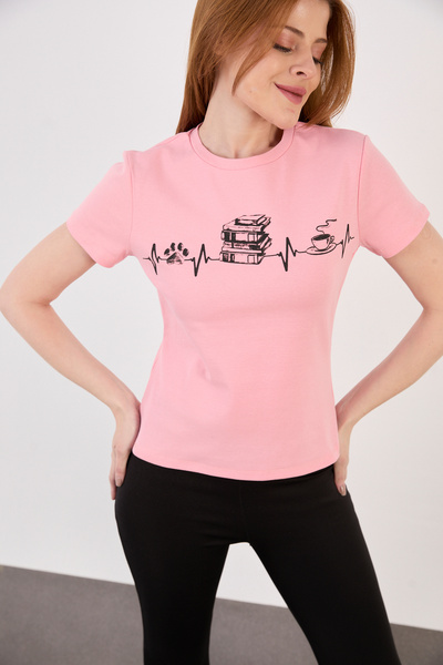 ZAZZONİ Printed Short Sleeve Women's T-Shirt